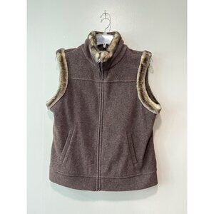 Marks & Spencer‎ Faux Fur Trim Brown Fleece Vest UK 14